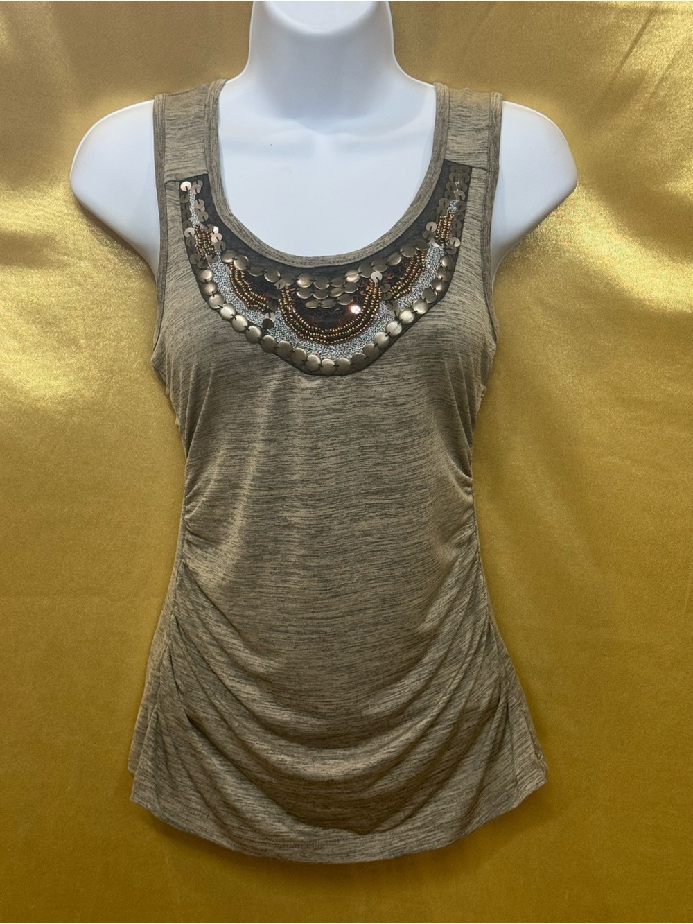 Vintage A. Byer Boho Embellished Neckline Sleeveless Top Medium
